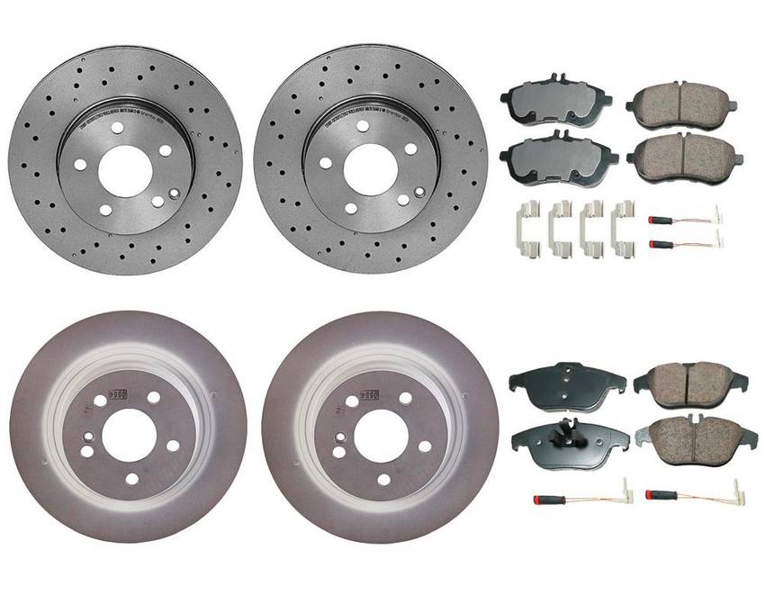 Mercedes Disc Brake Pad and Rotor Kit - Front and Rear (295mm/300mm) (Ceramic) (EURO) 2044231512 - Akebono Euro Ultra-Premium 4122625KIT